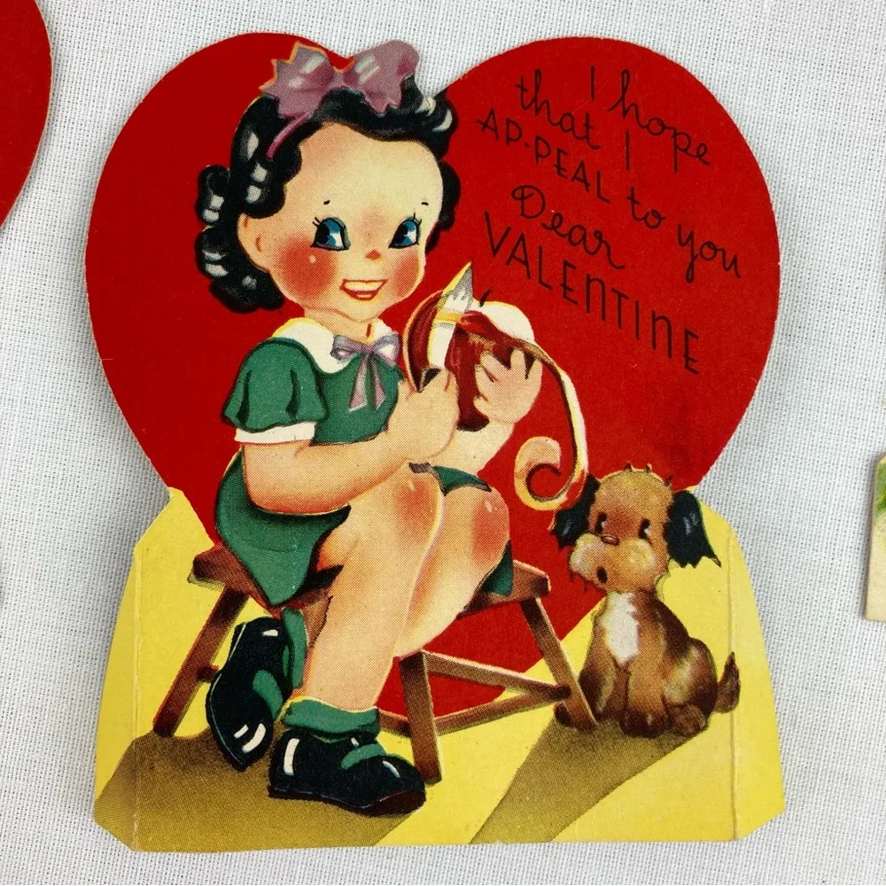 Vintage 1920's - 1940's Die Cut Valentine's Day Cards Lot Set 9 Collection